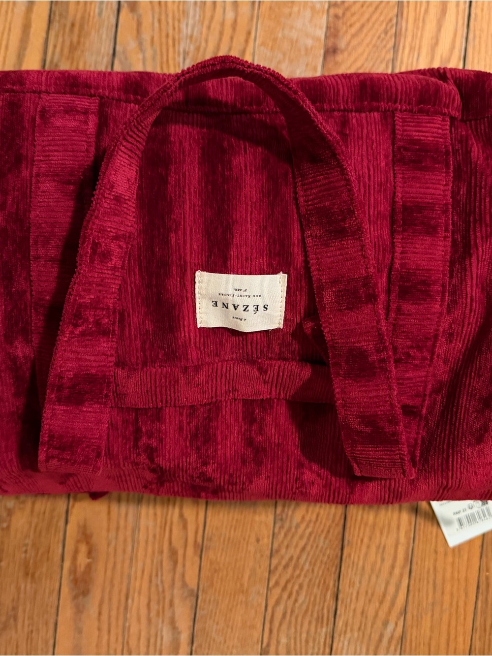 Sezane Red Velvet Women's bowling bag with Gold Hardware - Picture 2 of 6